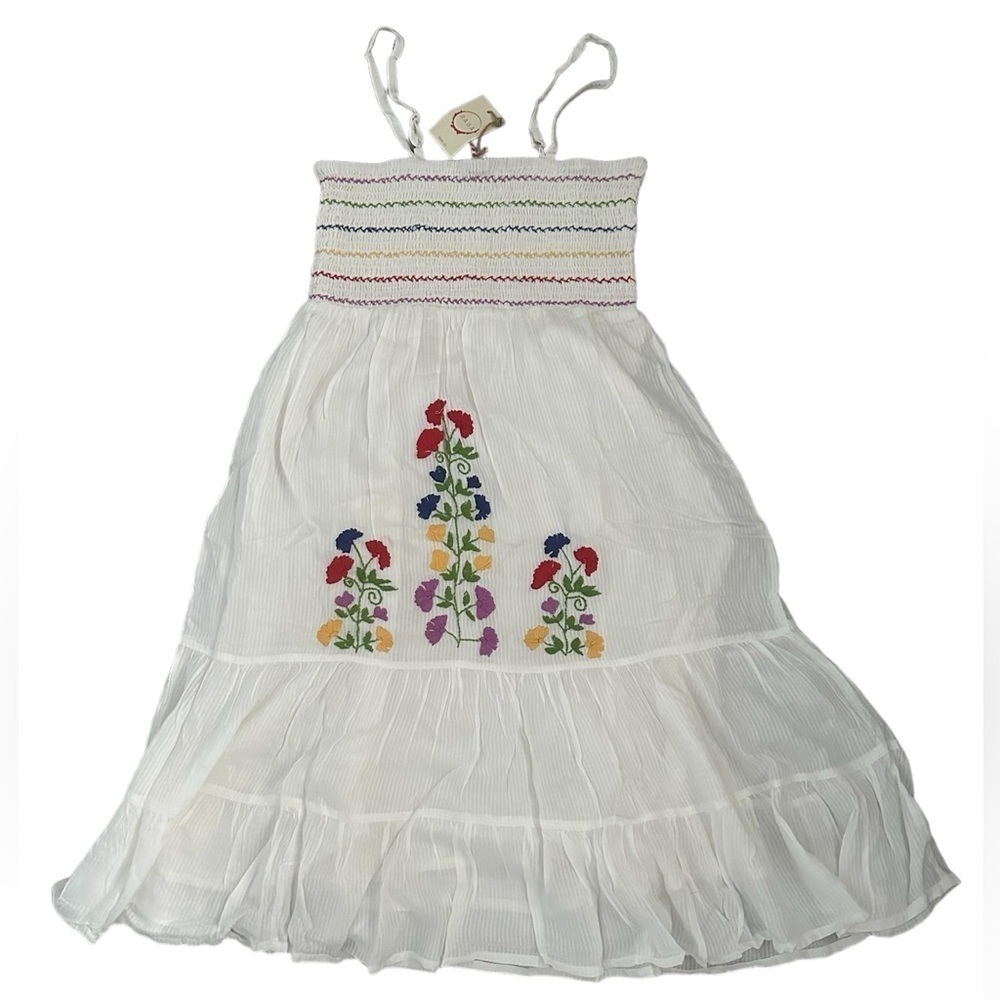 Anthropology Raga Smocked Top Embroidered Dress Large MSRP $165